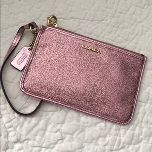 NWT Coach Glitter Pink Wristlet